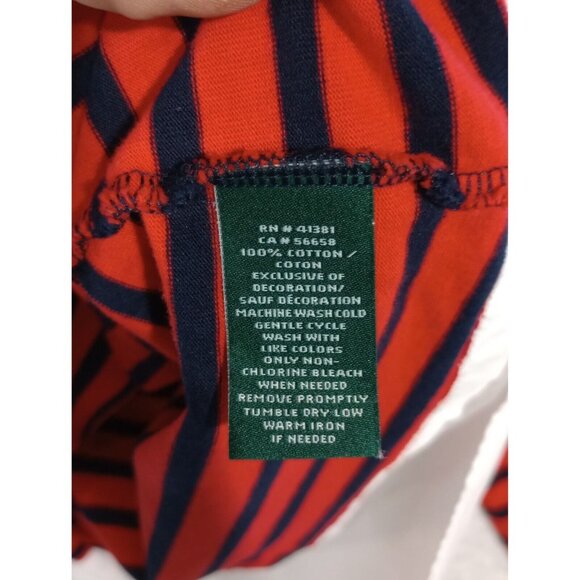 Lauren Ralph Lauren Striped Long Sleeve Top Red & Navy Blue Cotton - Picture 8 of 10